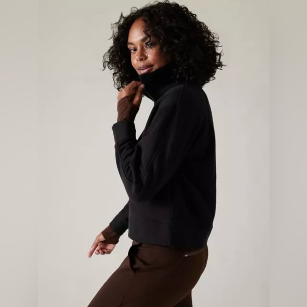 Athleta Retroplush Revive Half Zip Sweatshirt // Black - Picture 3 of 5